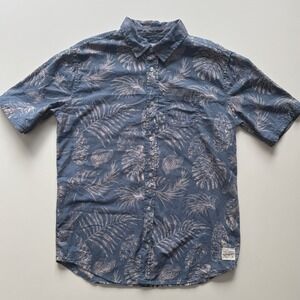 JOES JEANS Short Sleeve Button Up Shirt Boys XL 18-20 Hawaiian Floral Linen Blnd